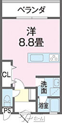 エレフェリア志真志 ワンルームの間取図画像