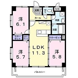 メゾン美希 3LDKの間取図画像