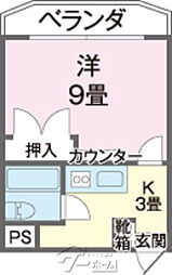 マンションロアール 1Kの間取図画像