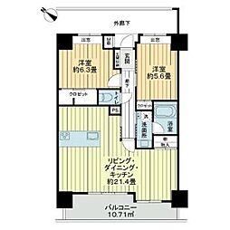 ライオンズ城岳南 2LDKの間取図画像