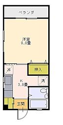 K'sマンション内間 1Kの間取図画像