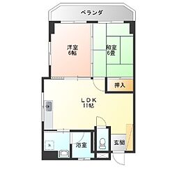 コーポグランソロ 2LDKの間取図画像