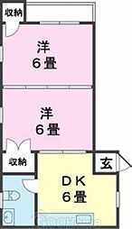 宮里アパート 2DKの間取図画像