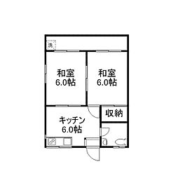 サンメモリアビル 2DKの間取図画像