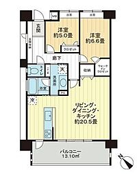ライオンズ宜野湾セントフィールズ 2LDKの間取図画像