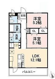TREVO Chatelet-Grace III 2LDKの間取図画像