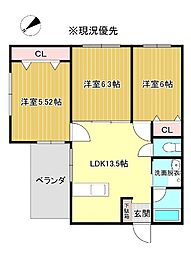 メゾン山喜II 3LDKの間取図画像