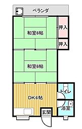 武産会館 2DKの間取図画像