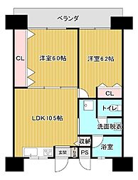 オアシス名護 2LDKの間取図画像