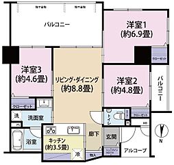 プレミアムコート住吉 3LDKの間取図画像