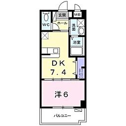 ヴィガラス 1DKの間取図画像