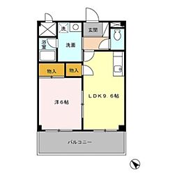 パステルサンライズ 206 2階1LDKの間取り