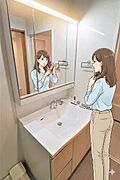 家族みんながスムーズに準備できる独立洗面台ございます※イメージ画像です