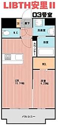 LIBTH安里II(リブスアサトツー) 1LDKの間取図画像