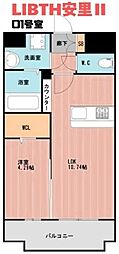 LIBTH安里II(リブスアサトツー) 1LDKの間取図画像