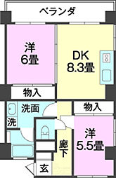 エキミエール 2DKの間取図画像