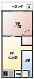 宮城アパート 1DKの間取図画像