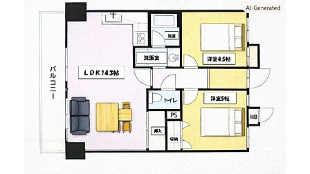 2LDK 間取り