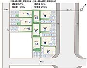 全体配置と接道方向を確認できる区画図です