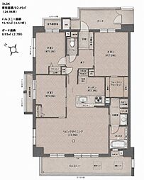 グランデプレミアムビスタ野嵩ウエスト 3LDKの間取図画像