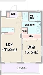 Grand Court(グランコート) 2号室 1LDKの間取図画像