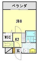 コーポSAKAE 1Kの間取図画像