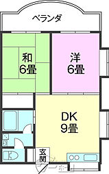 メゾン翔 2DKの間取図画像