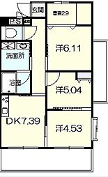 メゾンピア 3DKの間取図画像