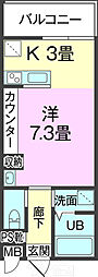 グランヒルK 1Kの間取図画像