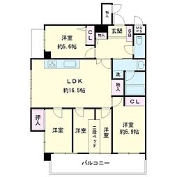 ライオンズパレス山川 5LDKの間取図画像