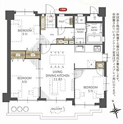 ライオンズガーデン緑ケ丘 3LDKの間取図画像