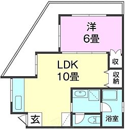 平良アパートA 1LDKの間取図画像
