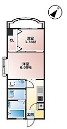プレジールミニョン 2Kの間取図画像