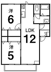 コスモクリアD 2LDKの間取図画像
