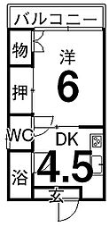 コーポ町見 1DKの間取図画像