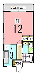 宮崎ビル 1Kの間取図画像