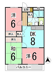 サン・フローラY.S.D. 3DKの間取図画像