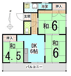 中須賀マンション 3DKの間取図画像