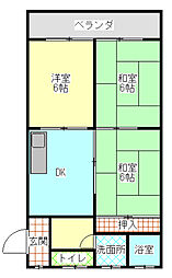 二宮第2ビル 3DKの間取図画像