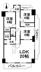 サーパス三津弐番館 3LDKの間取図画像