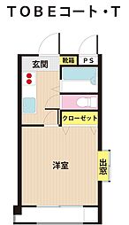 TOBEコート・T 1Kの間取図画像