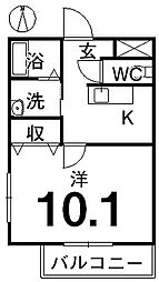 マリベール・トレ4 1Kの間取図画像