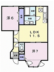 ウエストリバーA 2LDKの間取図画像