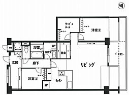エバーグリーン松山2号館 2SLDKの間取図画像