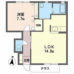 シャーメゾンBerryA 1LDKの間取図画像