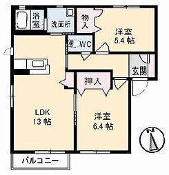 シャーメゾンManabe 2LDKの間取図画像