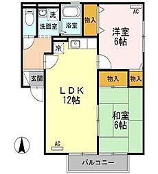 カンファタブルB 2LDKの間取図画像
