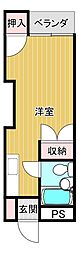 キャッスルコート若水 ワンルームの間取図画像