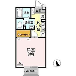 コーポラスダイクヤ 1Kの間取図画像