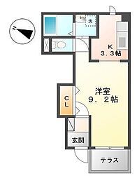 フェリーチェ 1Kの間取図画像